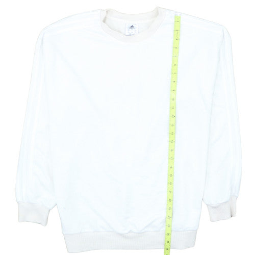Adidas Women White Crew Neck Sweatshirt L 16-18 Relaxed Cotton Blend
