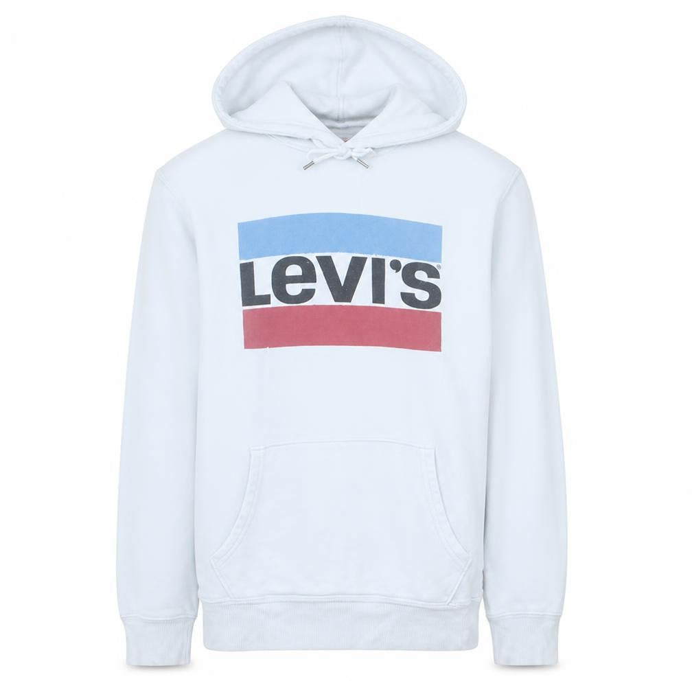Levi's Men's White Pullover Hoodie M Graphic Logo Fleece