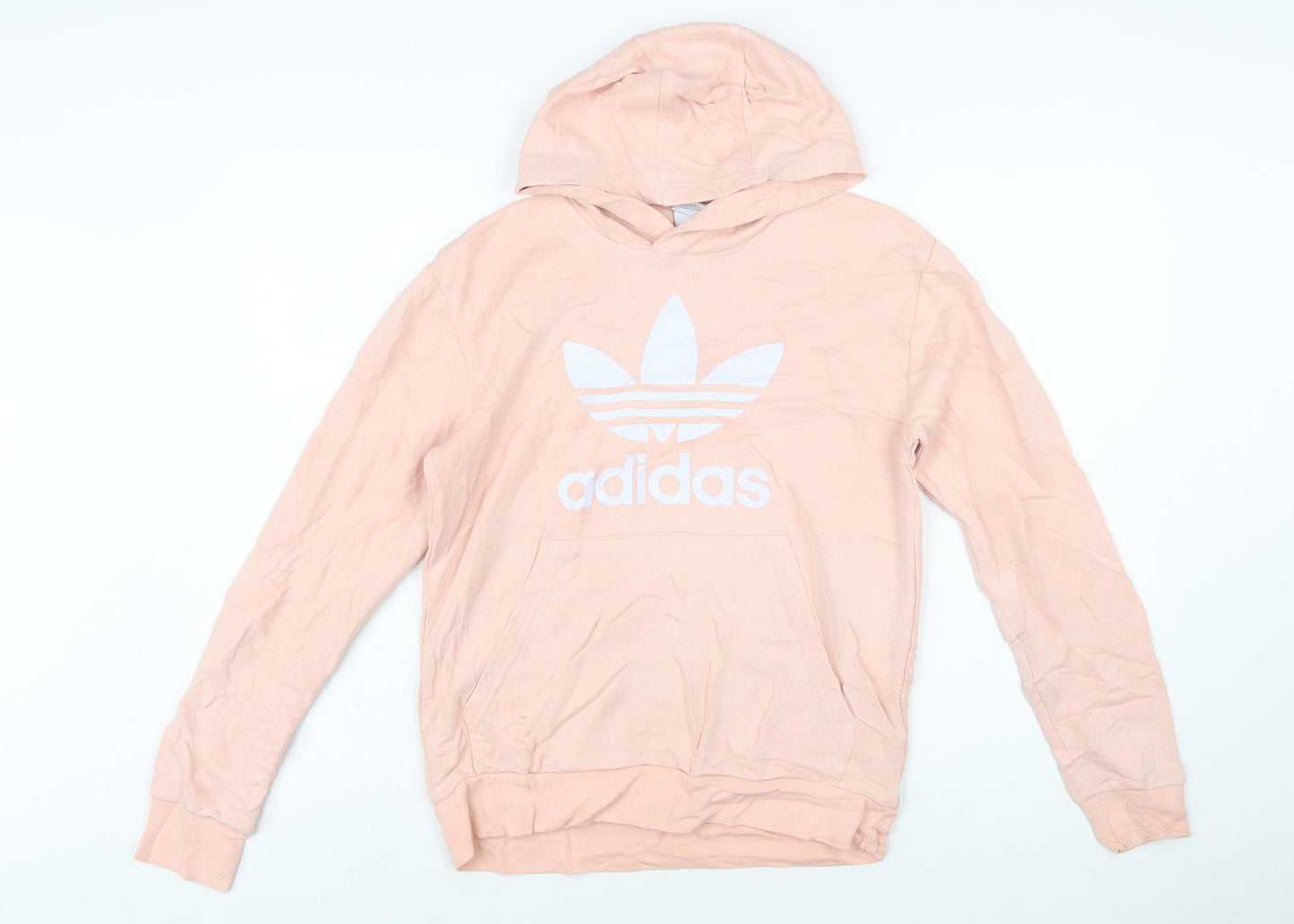 Adidas Girls Pink Pullover Hoodie 13-14 Years Logo Lightweight Sweatshirt