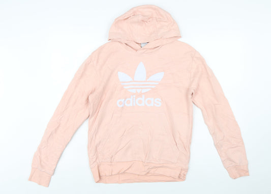 Adidas Girls Pink Pullover Hoodie 13-14 Years Logo Lightweight Sweatshirt