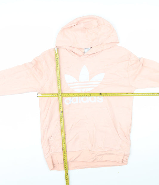 Adidas Girls Pink Pullover Hoodie 13-14 Years Logo Lightweight Sweatshirt