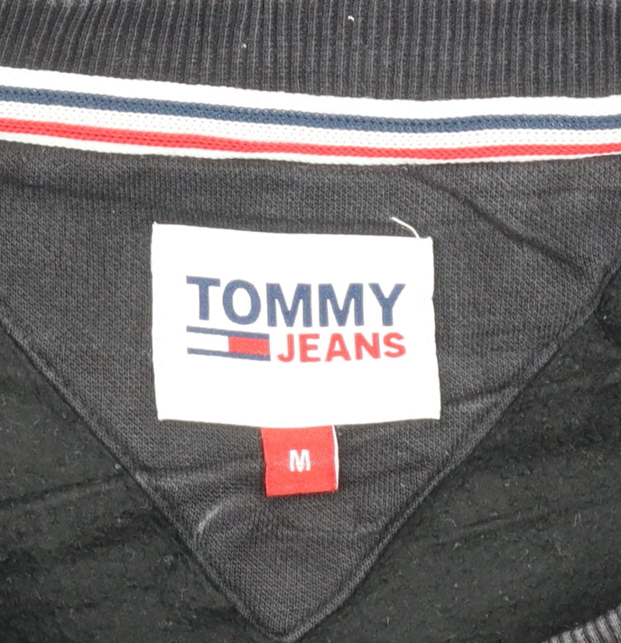 Tommy Jeans Men's Black Crew Neck Sweatshirt M Pullover Logo Cotton Blend