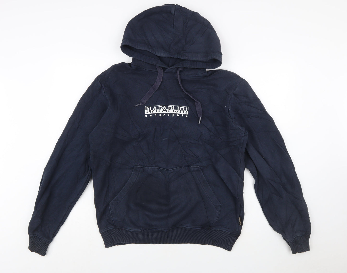 Napapijri Men's Blue XS Pullover Hoodie with Logo Print