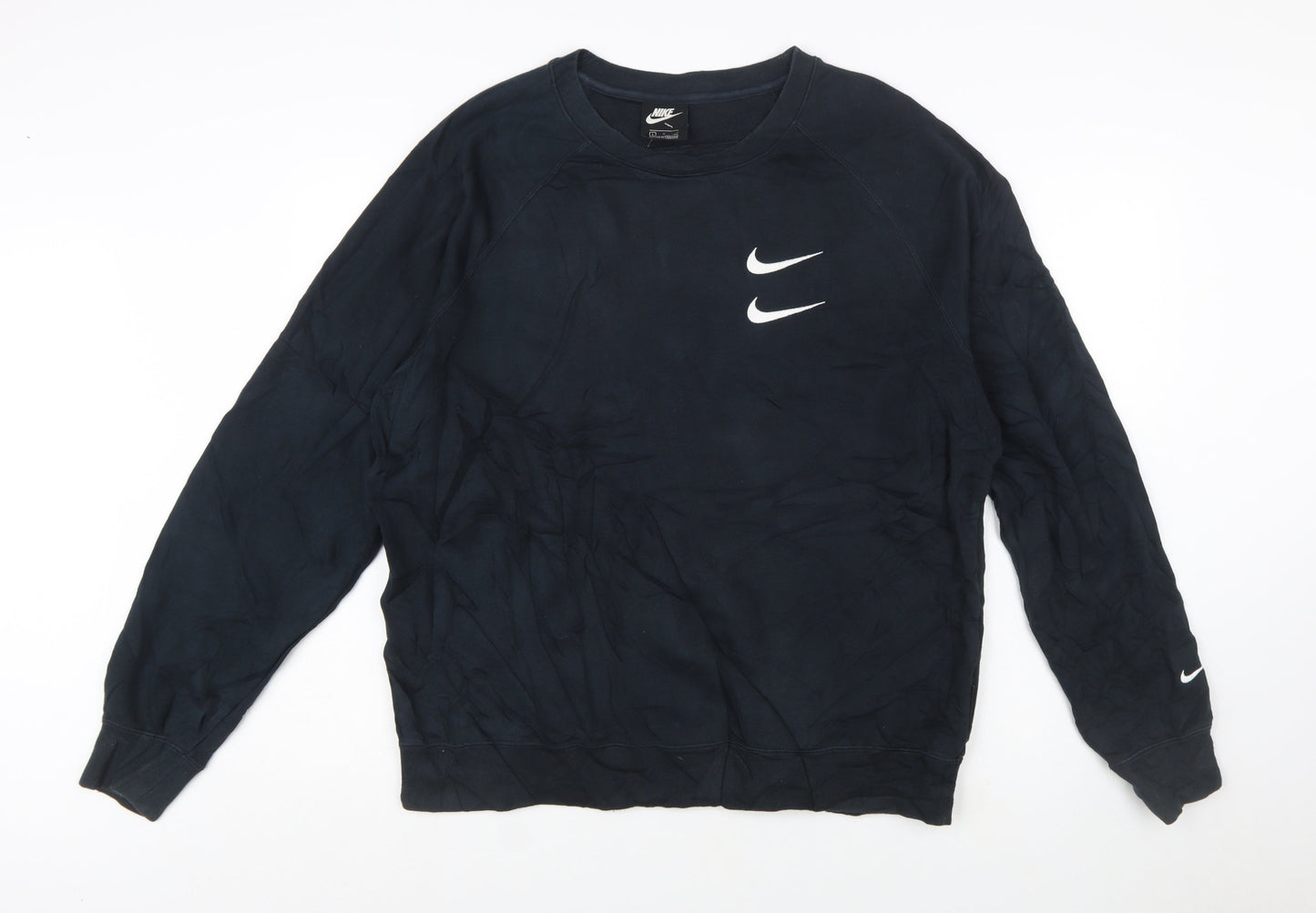 Nike Men's Black Crew Neck Pullover Sweatshirt L Graphic Logo