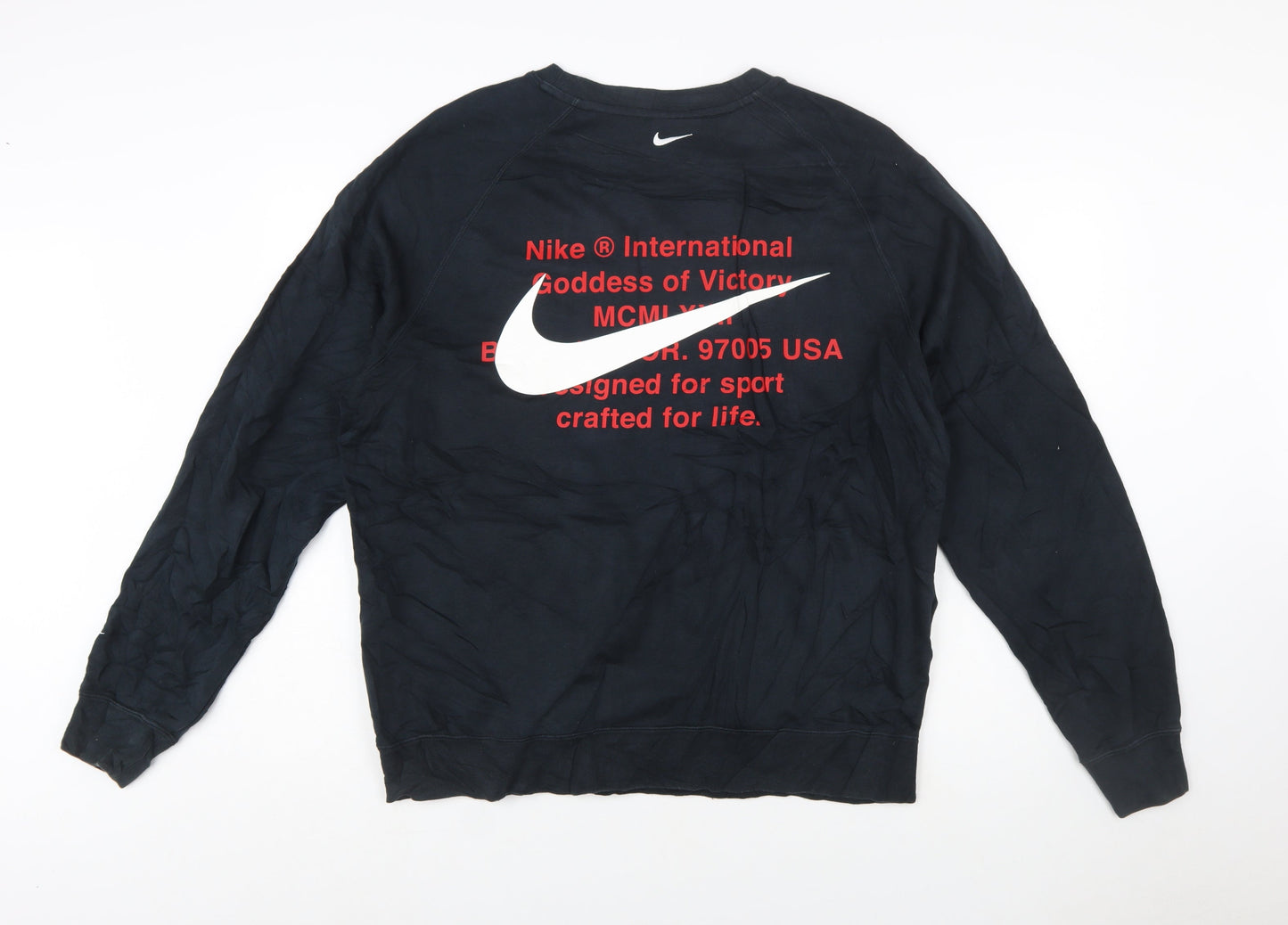 Nike Men's Black Crew Neck Pullover Sweatshirt L Graphic Logo
