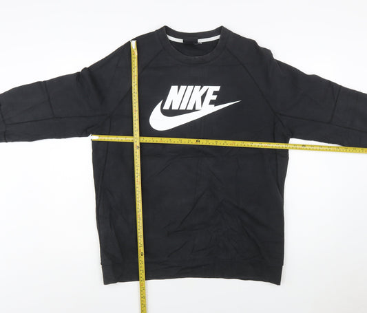 Nike Women Black Large Pullover Sweatshirt with Logo Print
