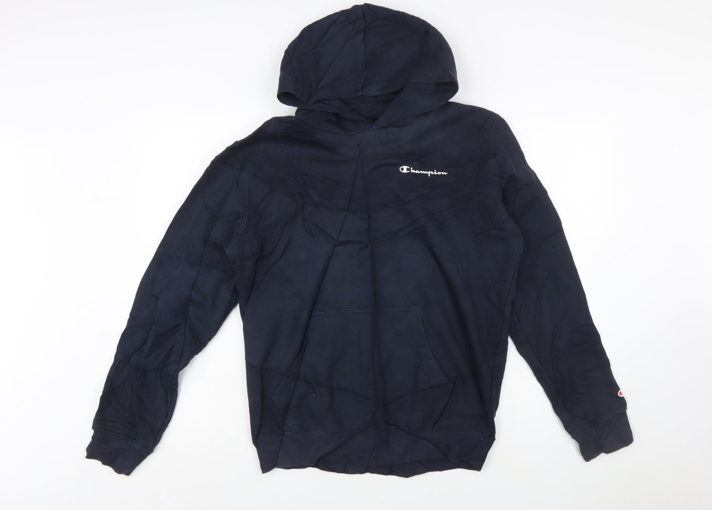 Champion Men's Blue Pullover Hoodie Medium Logo Fleece Sweatshirt