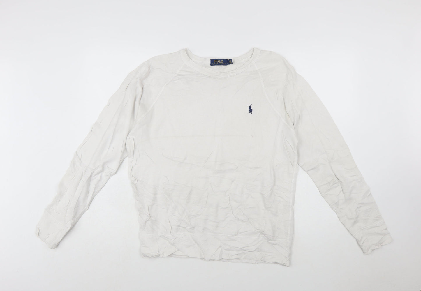 Ralph Lauren Men’s White Cotton Crew Neck Pullover Sweatshirt S