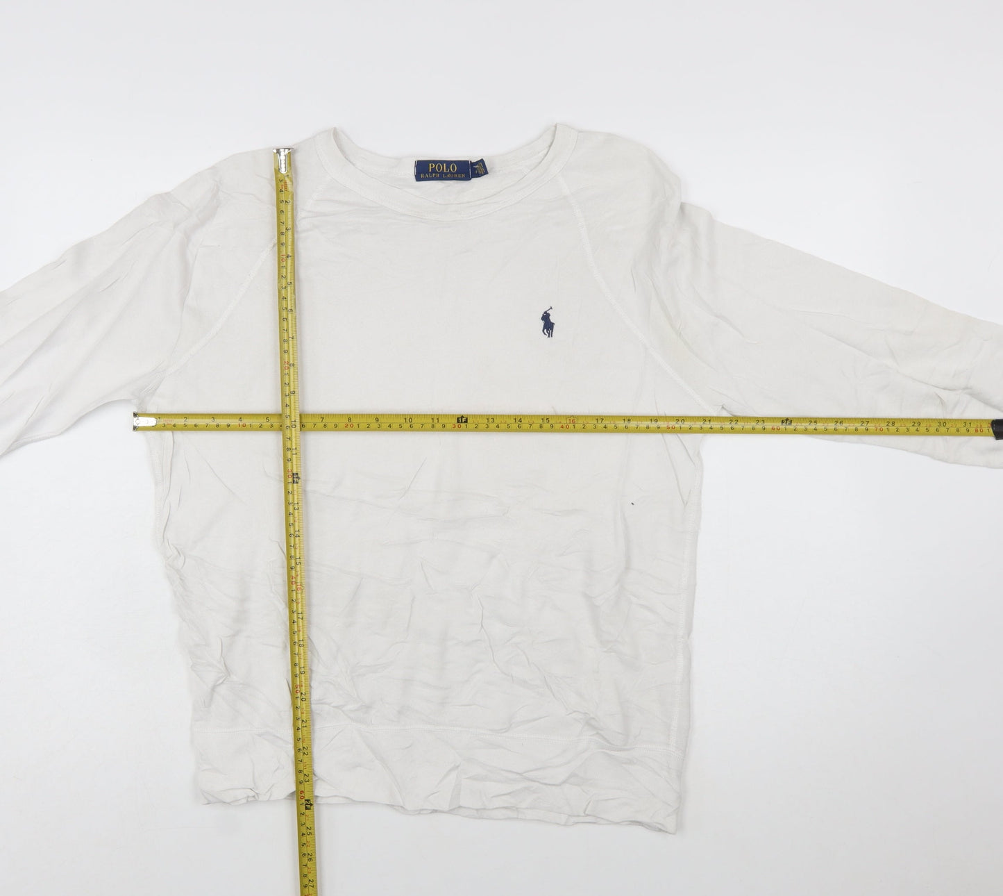 Ralph Lauren Men’s White Cotton Crew Neck Pullover Sweatshirt S