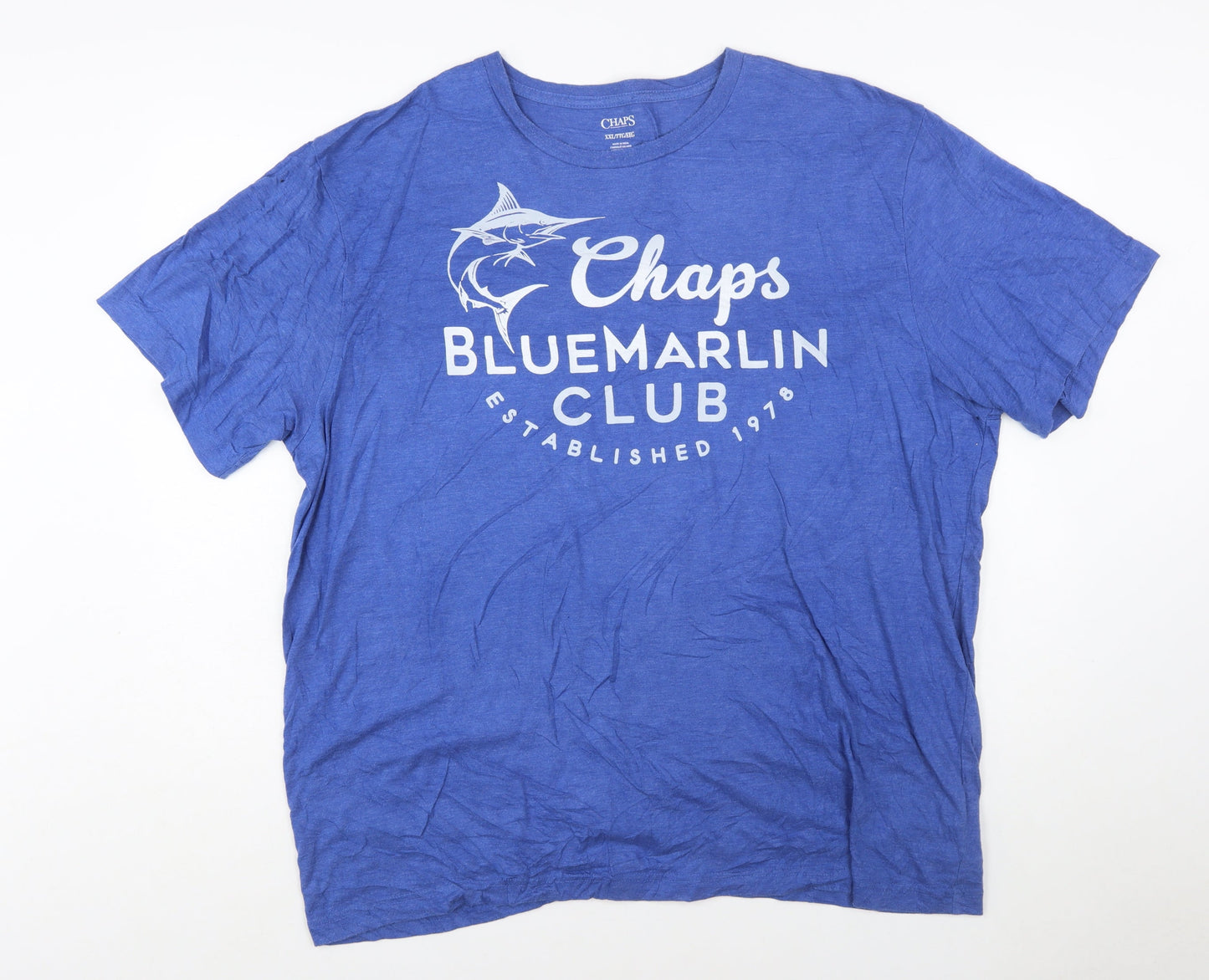 Chaps Men's Blue Graphic Print Crew Neck 2XL T-Shirt