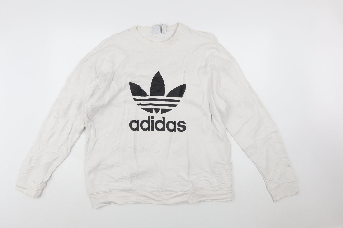 Adidas Men's White Trefoil Logo Pullover Sweatshirt Size M