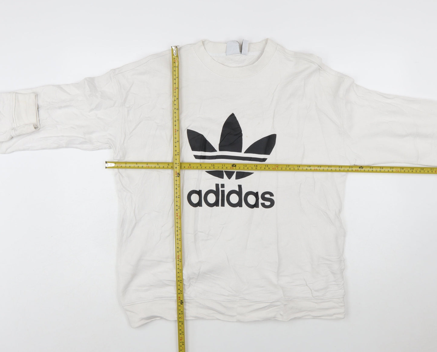 Adidas Men's White Trefoil Logo Pullover Sweatshirt Size M