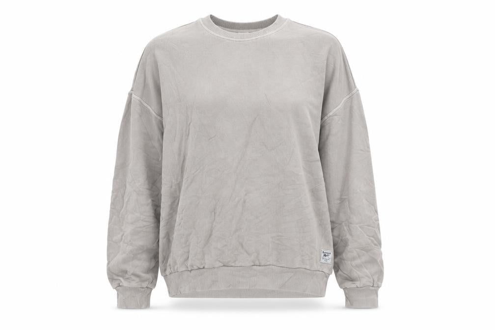Reebok Womens Beige Crew Neck Pullover Sweatshirt Size M Cotton