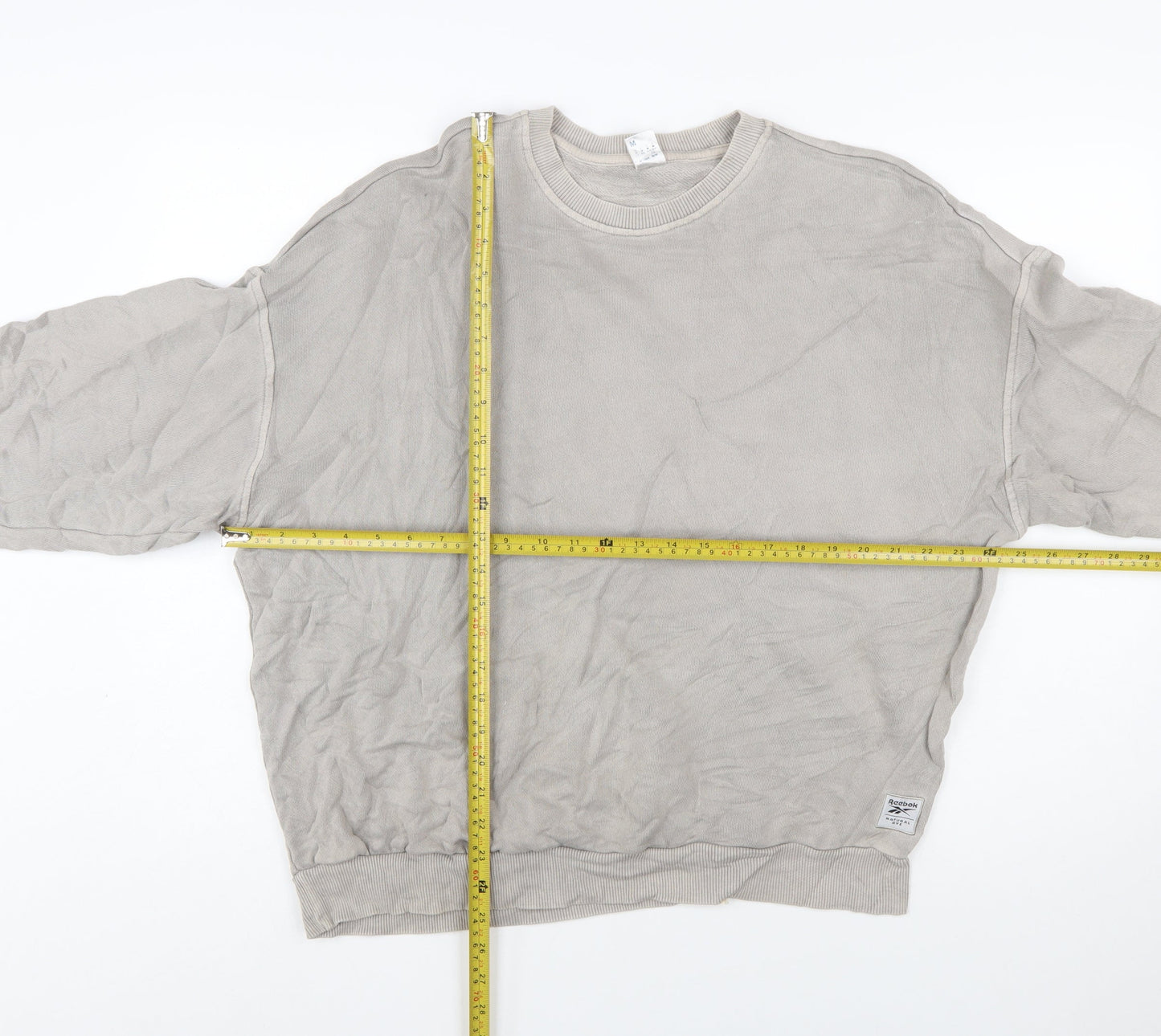 Reebok Womens Beige Crew Neck Pullover Sweatshirt Size M Cotton