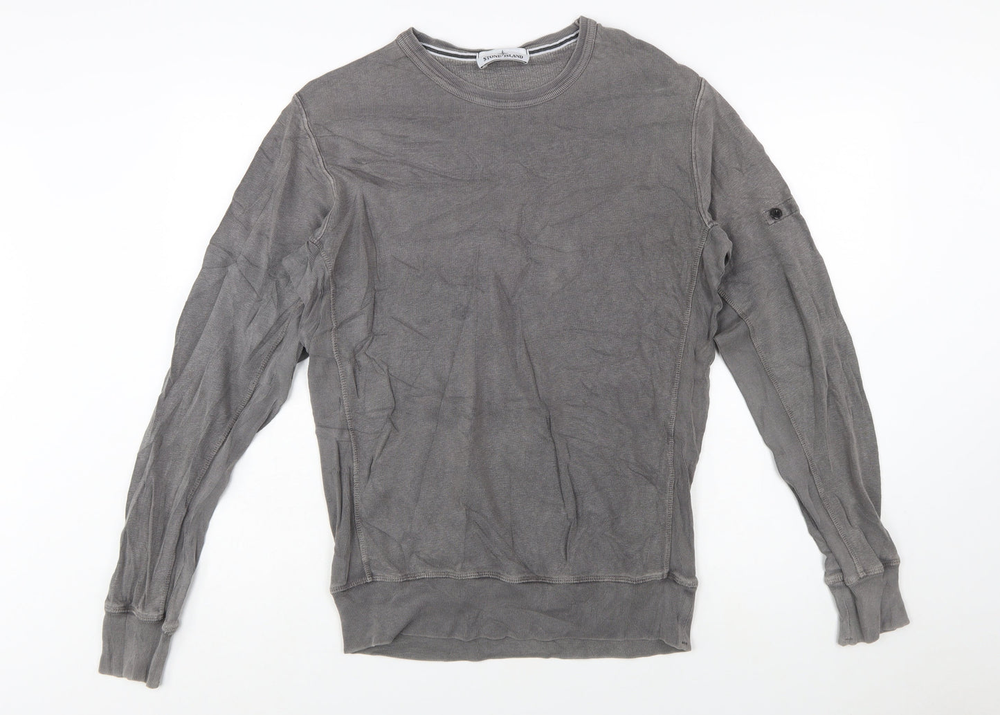 Stone Island Men’s Grey Cotton Crew Neck Pullover Sweatshirt L
