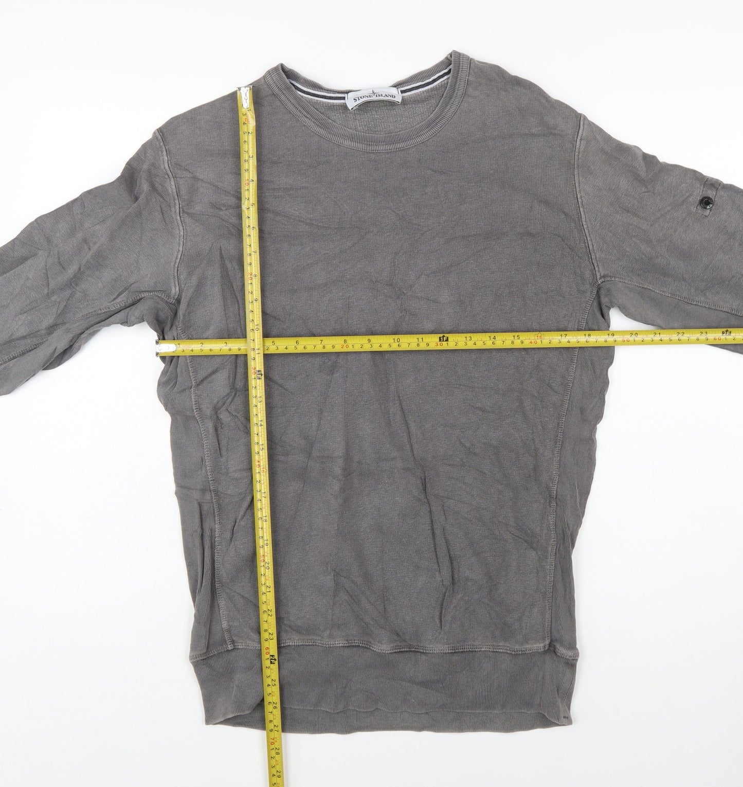 Stone Island Men’s Grey Cotton Crew Neck Pullover Sweatshirt L