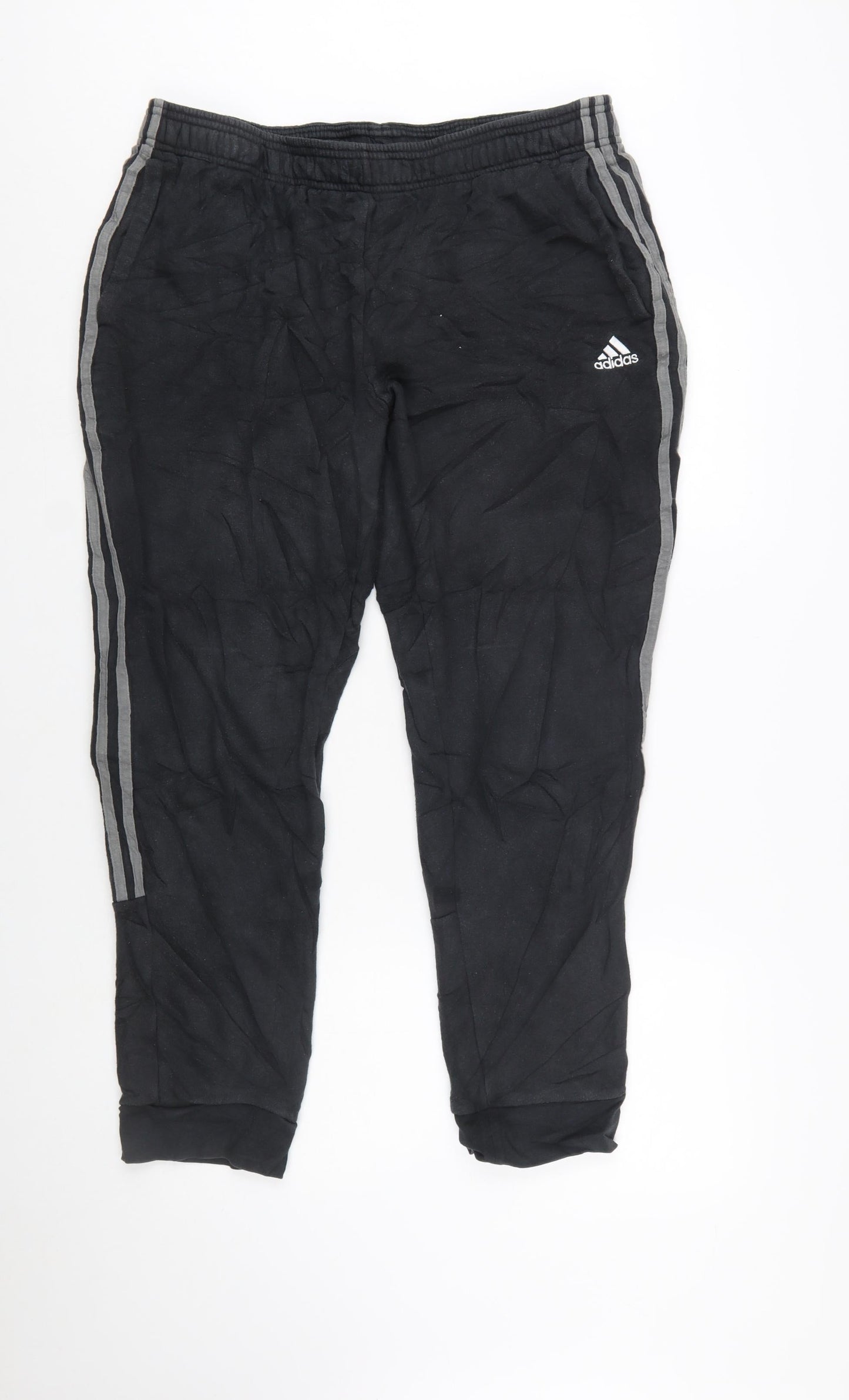 Adidas Mens Black XL Jogger Trousers with Stripe Detail
