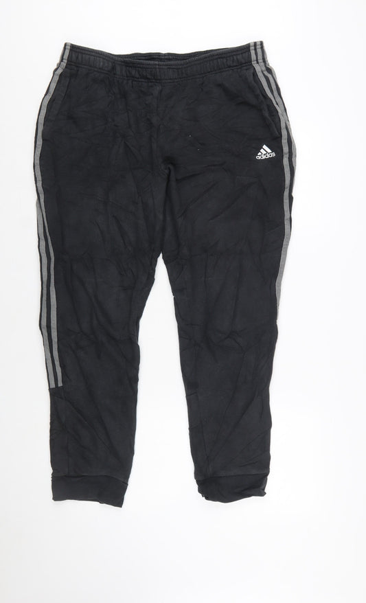 Adidas Mens Black XL Jogger Trousers with Stripe Detail