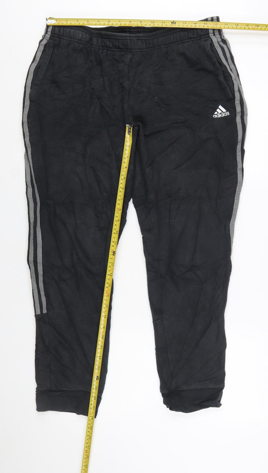 Adidas Mens Black XL Jogger Trousers with Stripe Detail