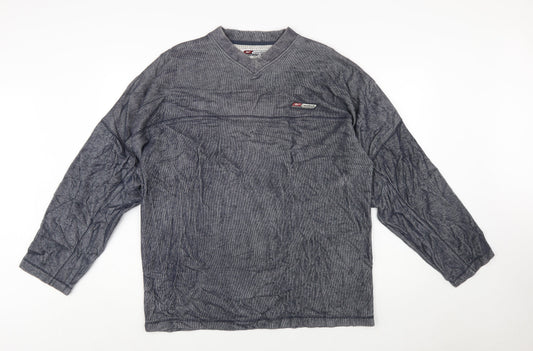Reebok Men's Grey Pullover Sweatshirt L V-Neck Athletic Fit