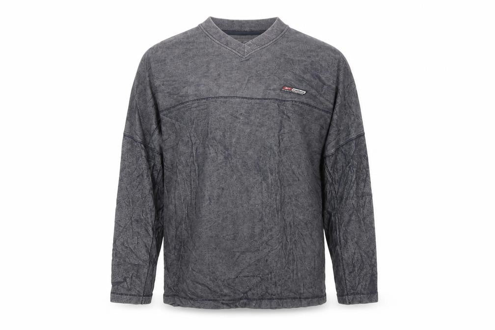 Reebok Men's Grey Pullover Sweatshirt L V-Neck Athletic Fit