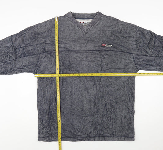 Reebok Men's Grey Pullover Sweatshirt L V-Neck Athletic Fit