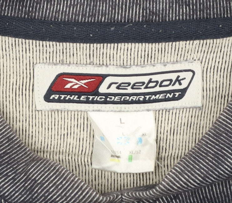 Reebok Men's Grey Pullover Sweatshirt L V-Neck Athletic Fit