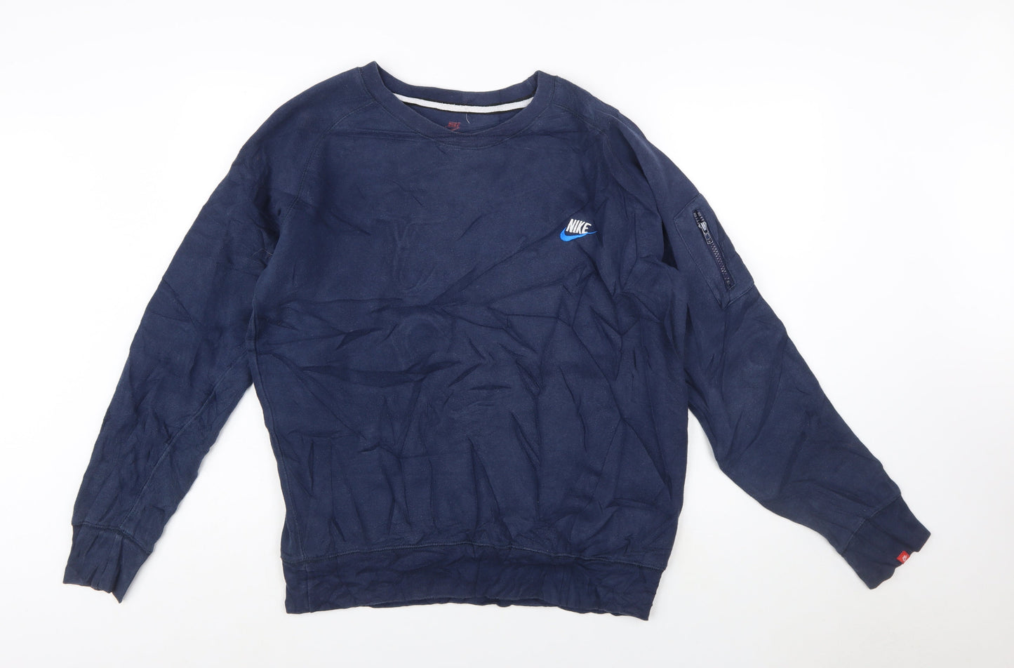 Nike Men's Blue Cotton Crew Neck Pullover Sweatshirt L