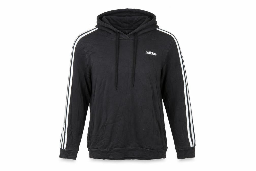 Adidas Women Black L Pullover Hoodie 3-Stripes Cotton Blend