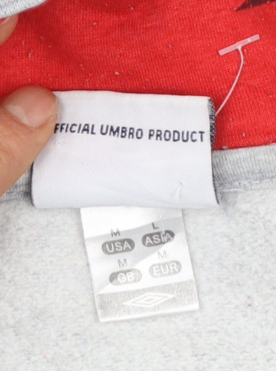 Umbro Mens Grey Pullover Hoodie M Sports Graphic Fleece