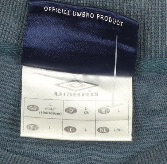 Umbro Men Blue L Pullover Crew Neck Retro Sports Sweatshirt