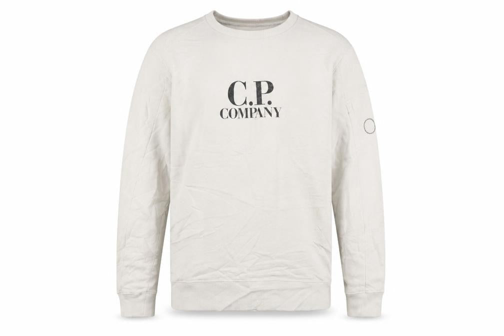 C.P. Company Boys Beige 14 Years Pullover Sweatshirt Logo Cotton Crew Neck