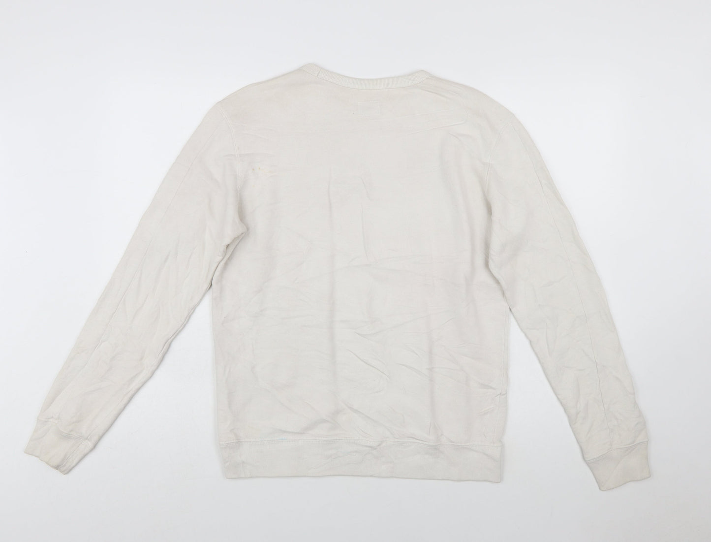 C.P. Company Boys Beige 14 Years Pullover Sweatshirt Logo Cotton Crew Neck