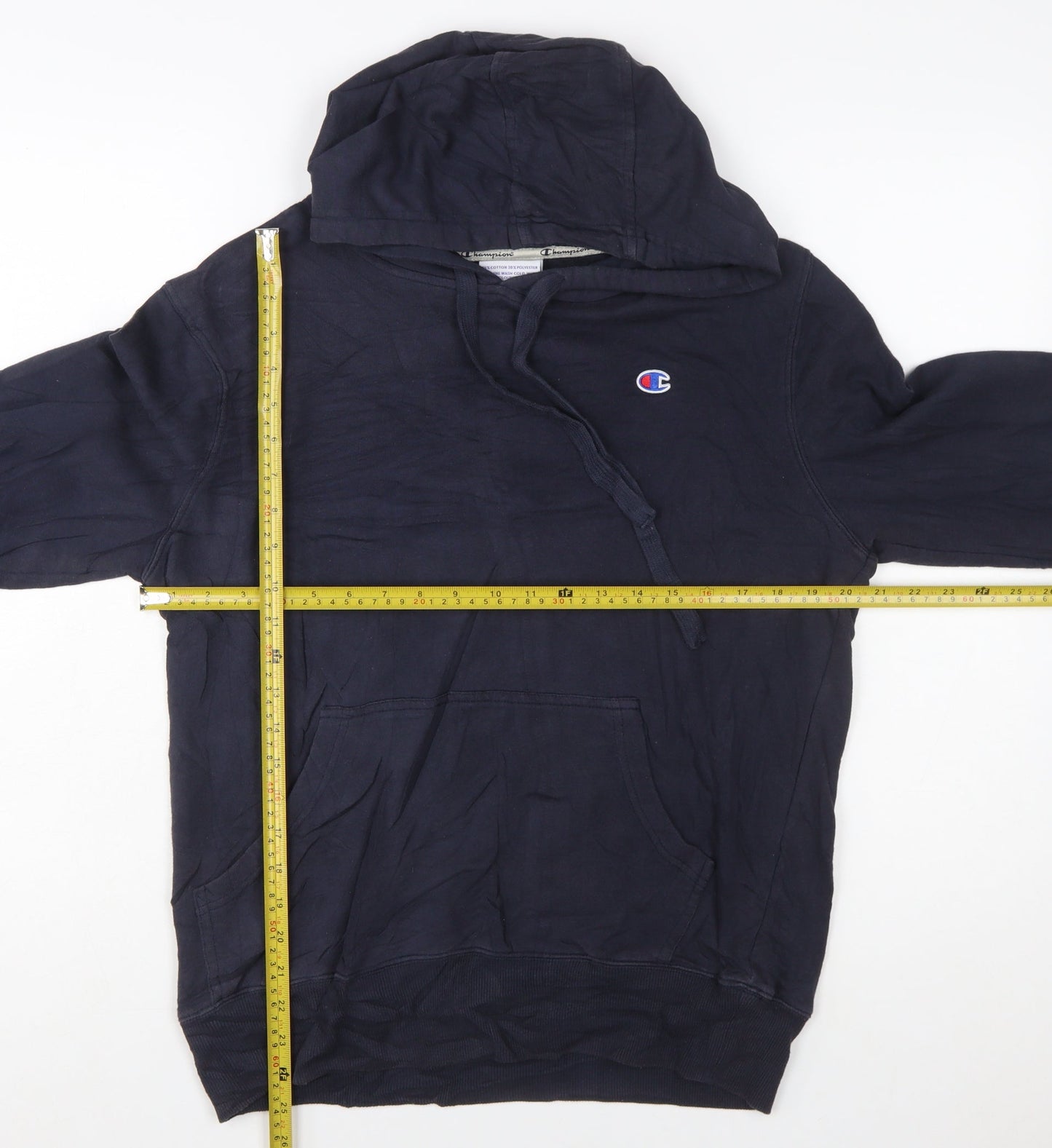 Champion Men's Blue Pullover Hoodie Small Logo Sweatshirt