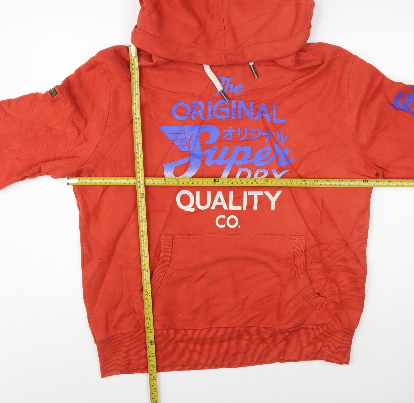 Superdry Men’s Red Pullover Graphic Hoodie 2XL Fleece Casual