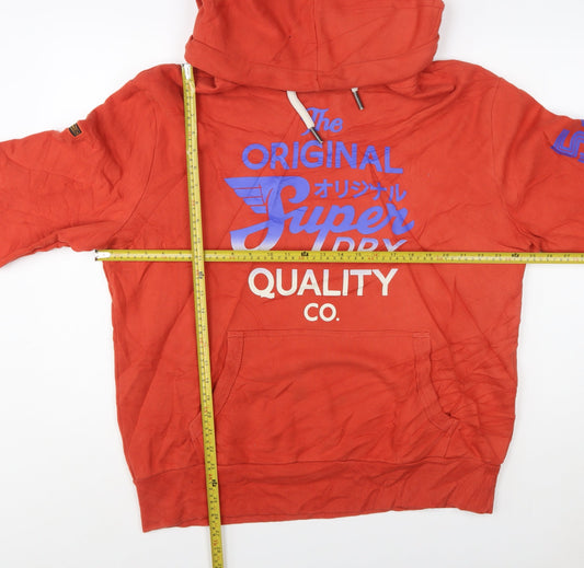 Superdry Men’s Red Pullover Graphic Hoodie 2XL Fleece Casual