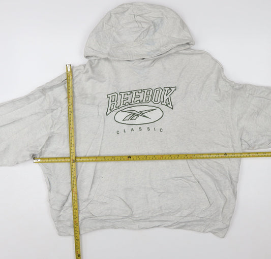 Reebok Women's Grey Classic Logo Pullover Hoodie XL Cotton