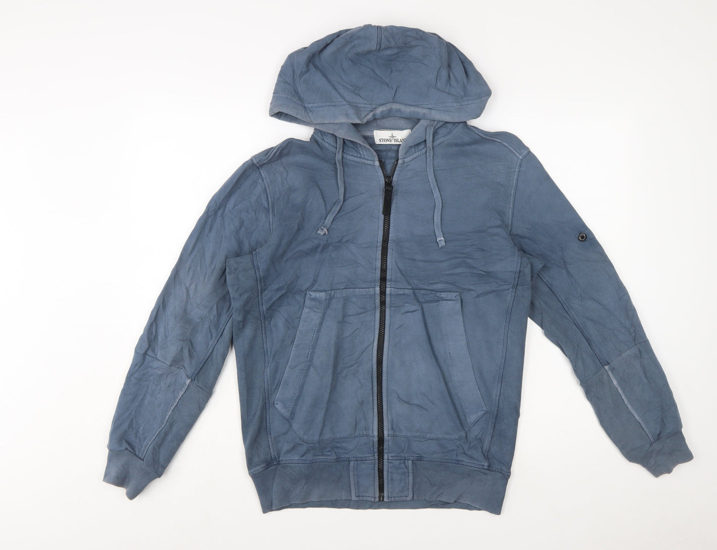 Stone Island Men’s Blue Full Zip Cotton Hoodie Size M