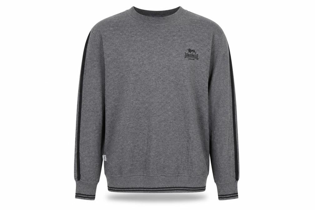 Lonsdale Men Grey Pullover Sweatshirt L Logo Sports Crew Neck