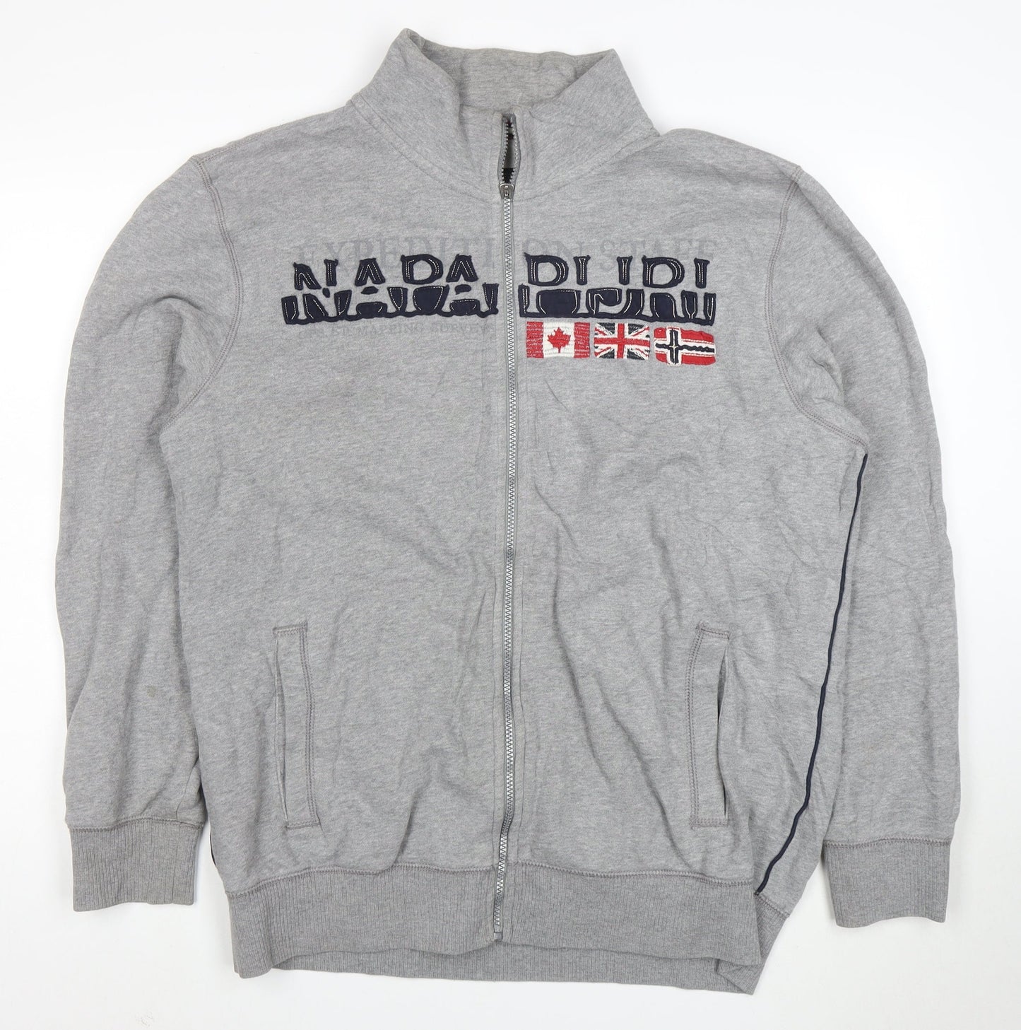 Napapijri Men's Grey 2XL Full Zip Embroidered Fleece Sweatshirt