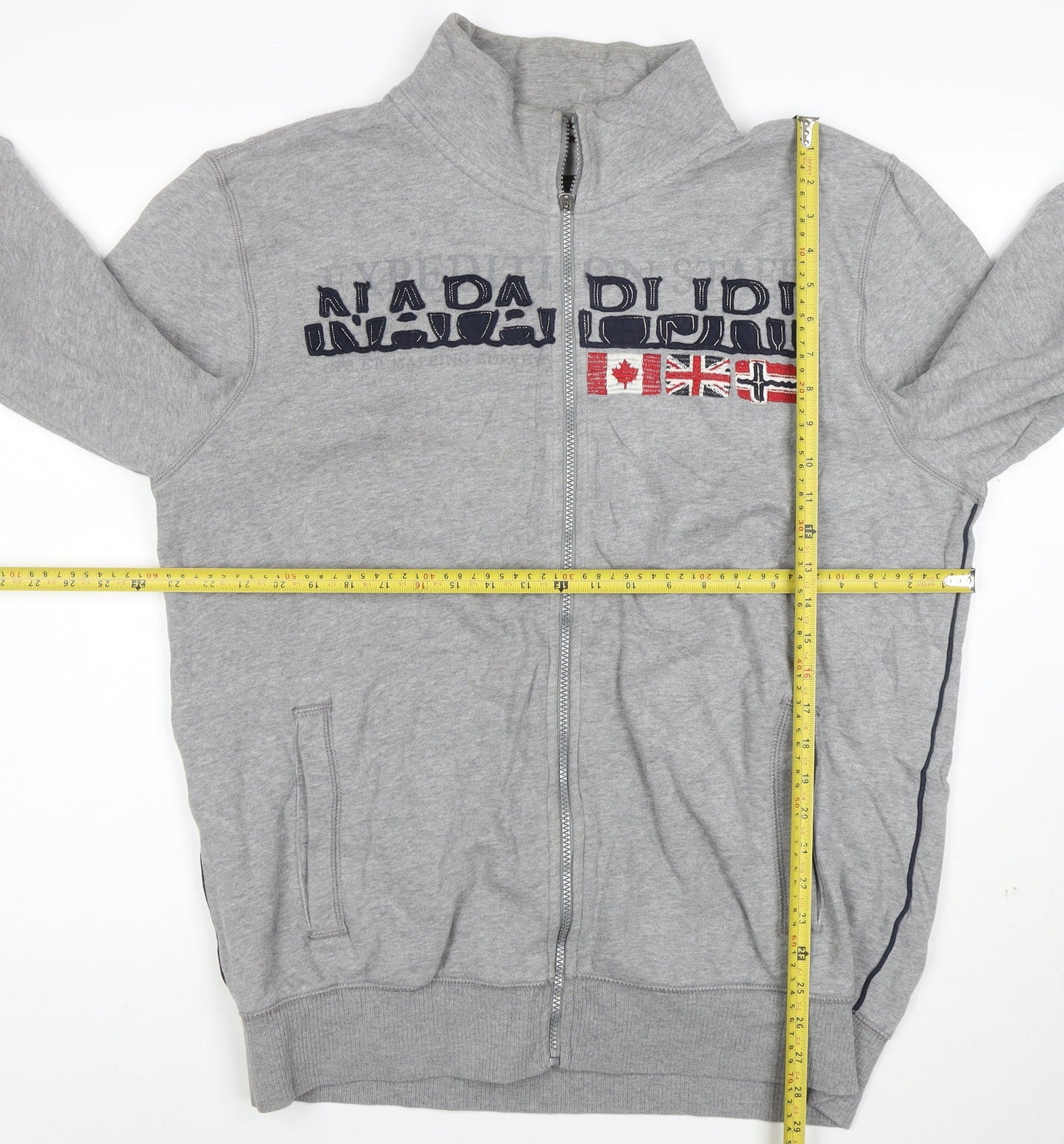 Napapijri Men's Grey 2XL Full Zip Embroidered Fleece Sweatshirt