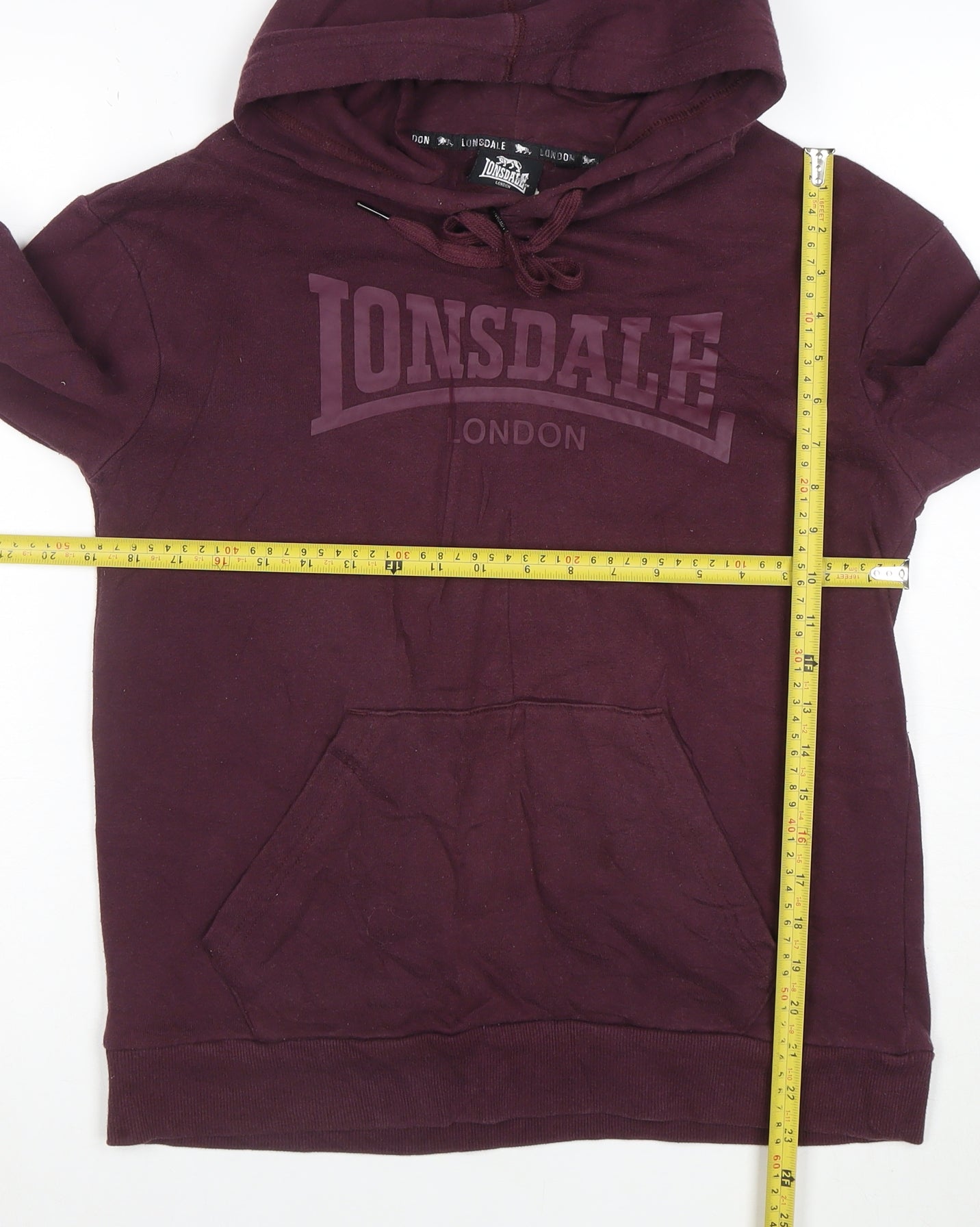 Lonsdale London Womens Burgundy Pullover Hoodie Size 10 Cotton Blend