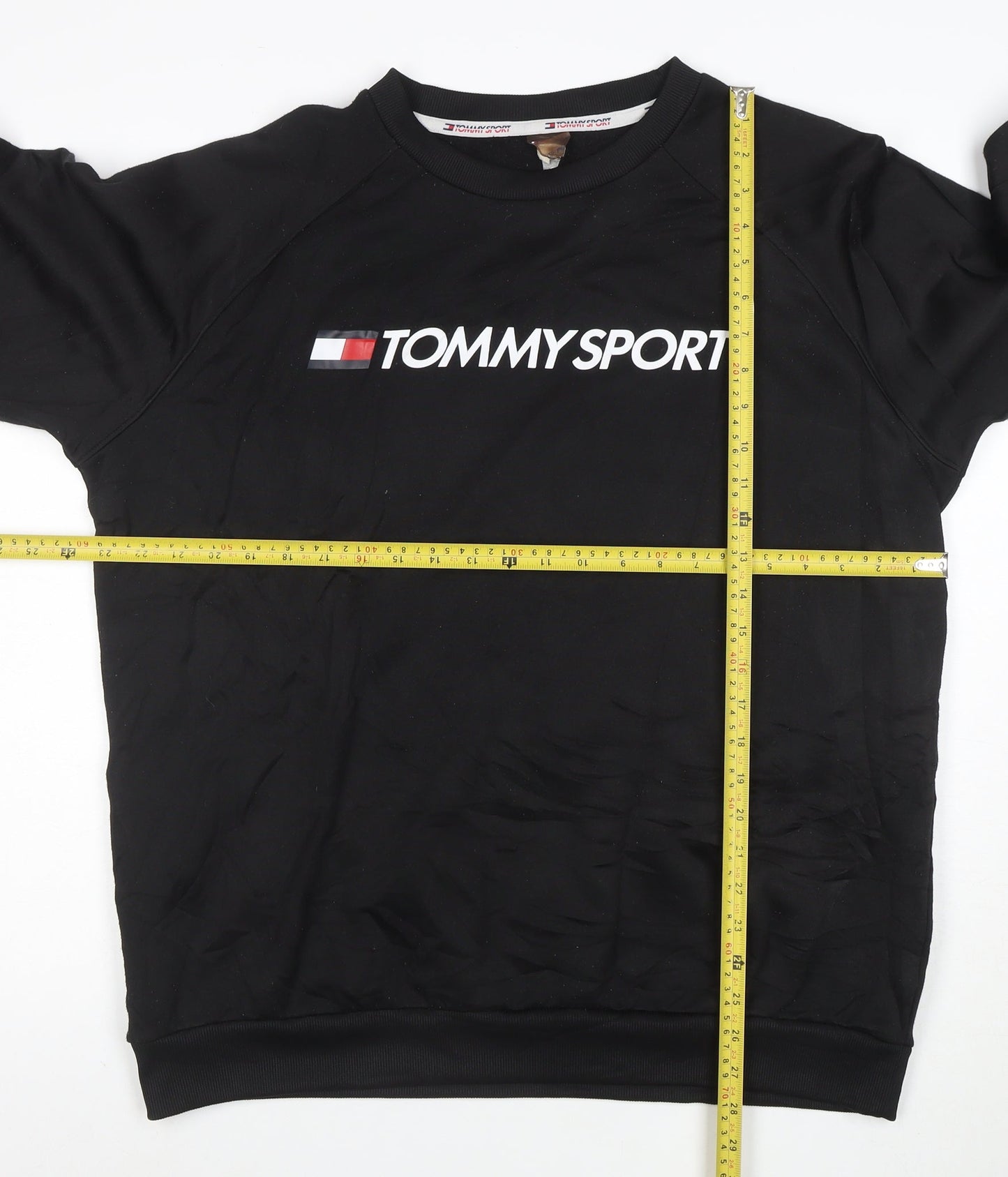Tommy Sport Womens Black Crew Neck Pullover Sweatshirt Size M