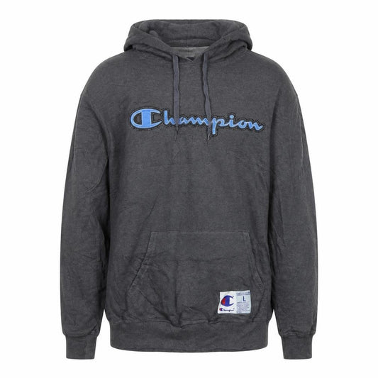 Champion Men's Grey Pullover Hoodie L Logo Embroidered Sportswear