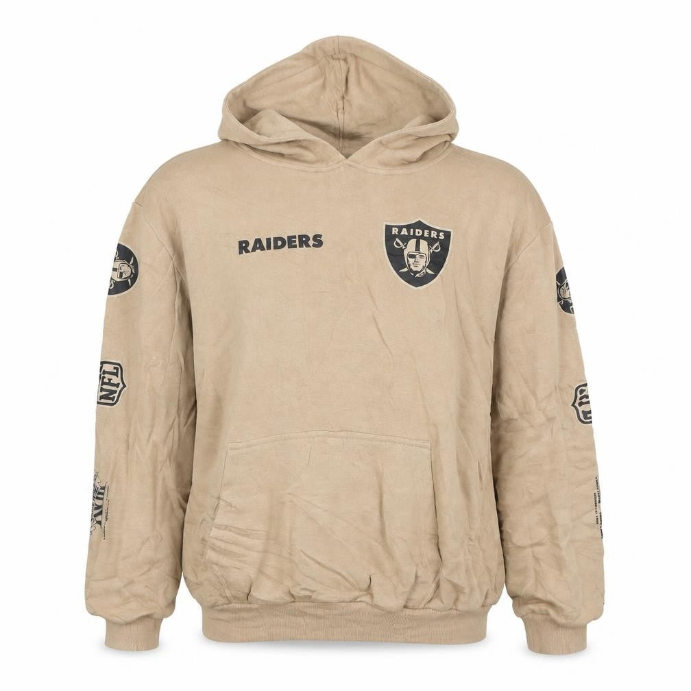 New Era Men’s Beige Raiders Pullover Hoodie Size L NFL Sportswear