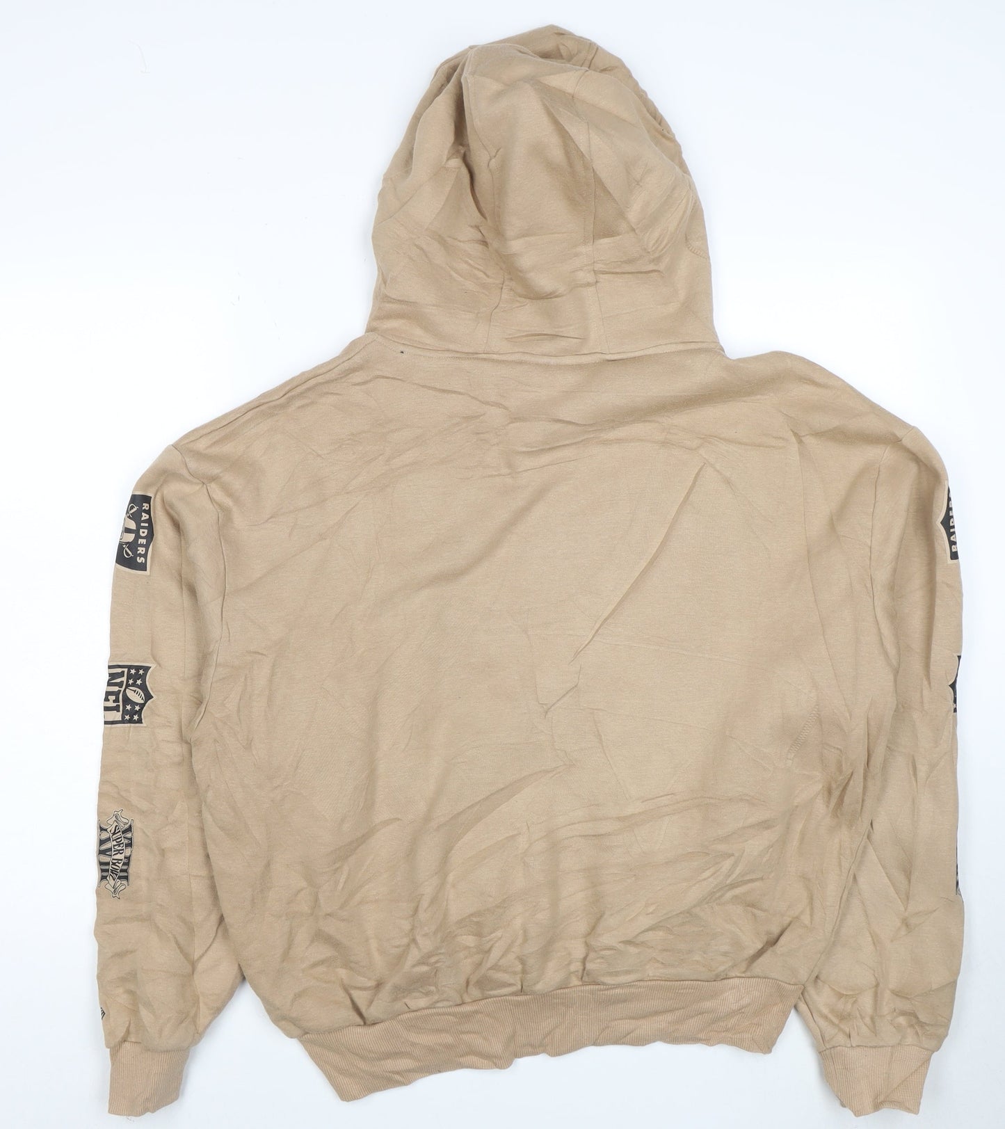 New Era Men’s Beige Raiders Pullover Hoodie Size L NFL Sportswear