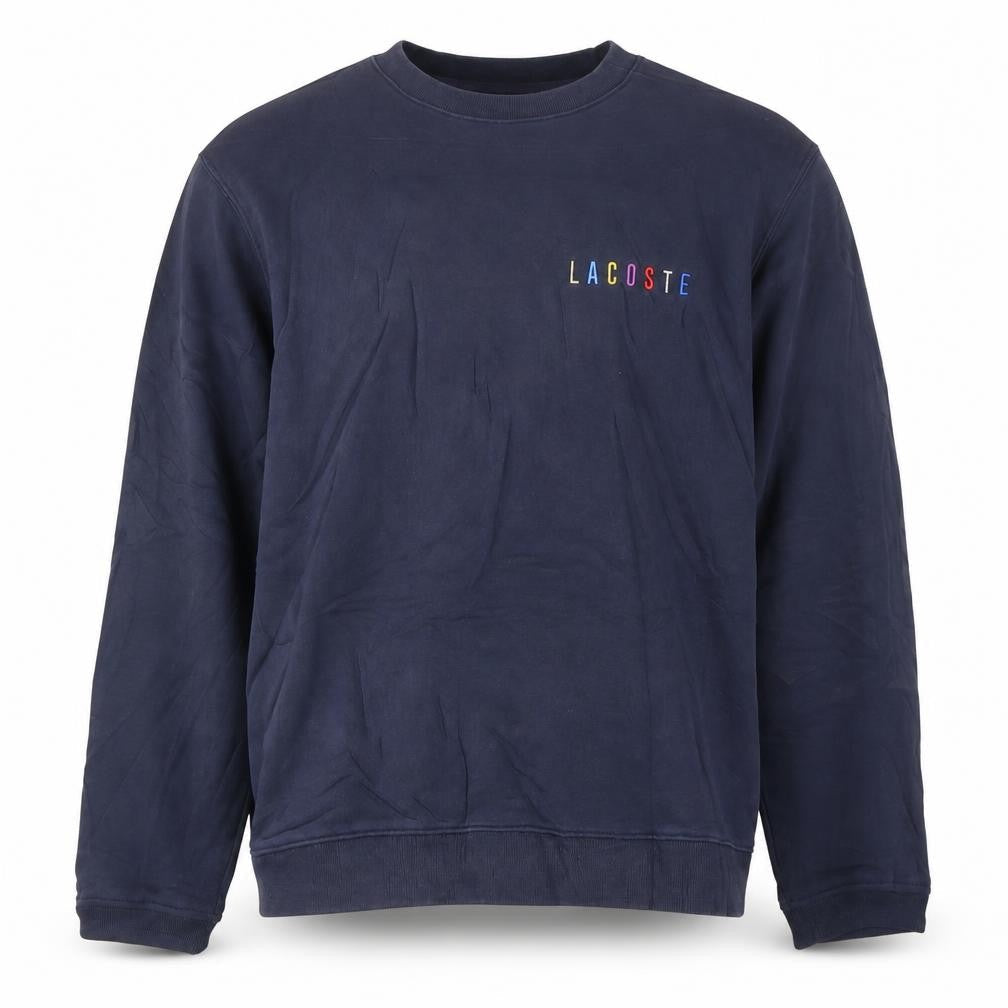Lacoste Men's Blue Cotton Crew Neck Pullover Sweatshirt L
