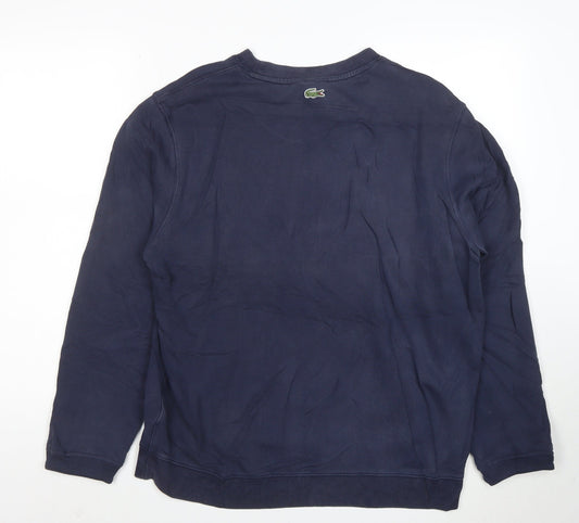 Lacoste Men's Blue Cotton Crew Neck Pullover Sweatshirt L