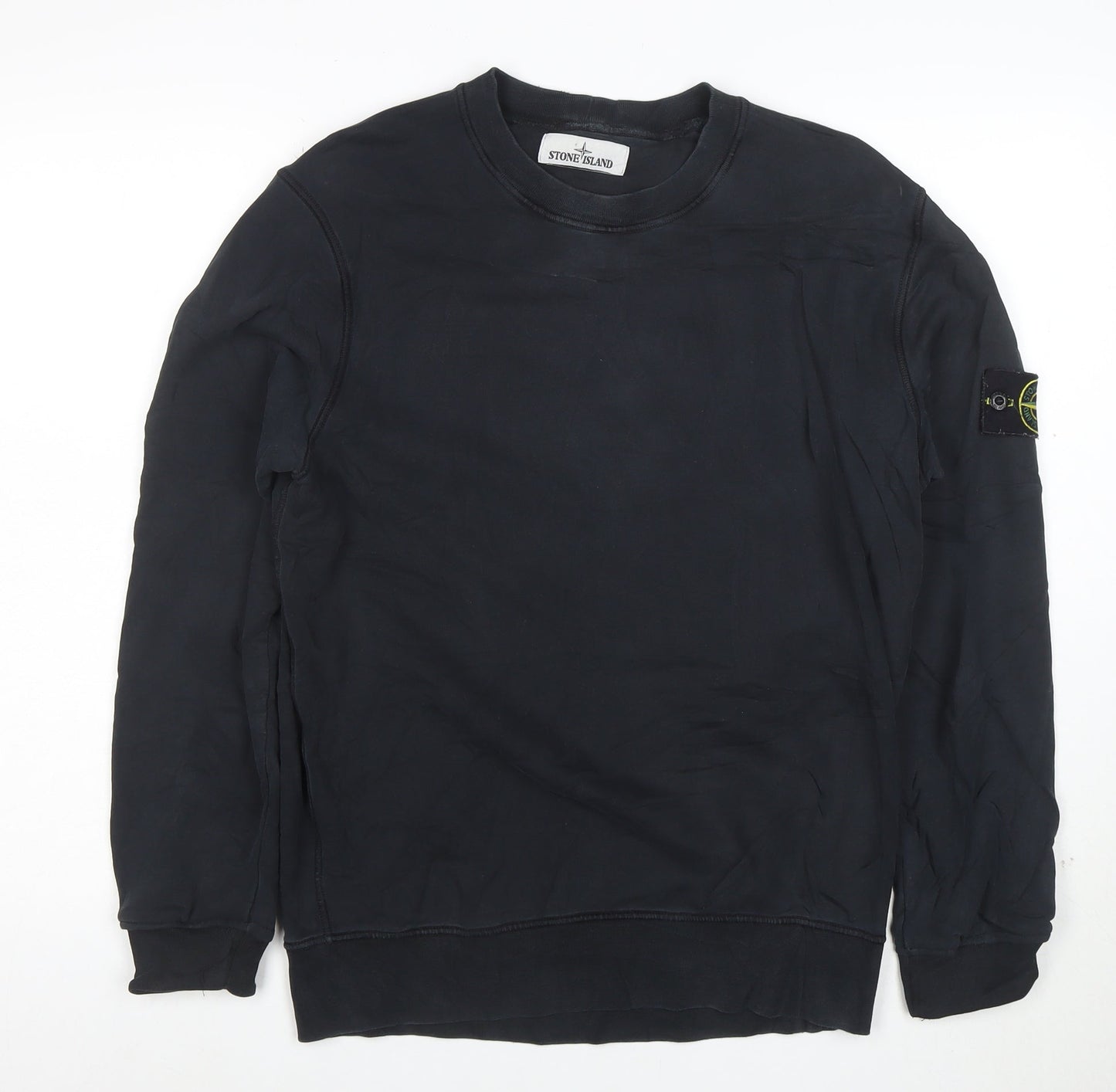 Stone Island Mens Black Cotton Crew Neck Sweatshirt M