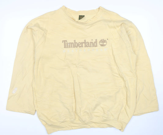 Timberland Women Beige Crew Neck Pullover Sweatshirt L Cotton Blend